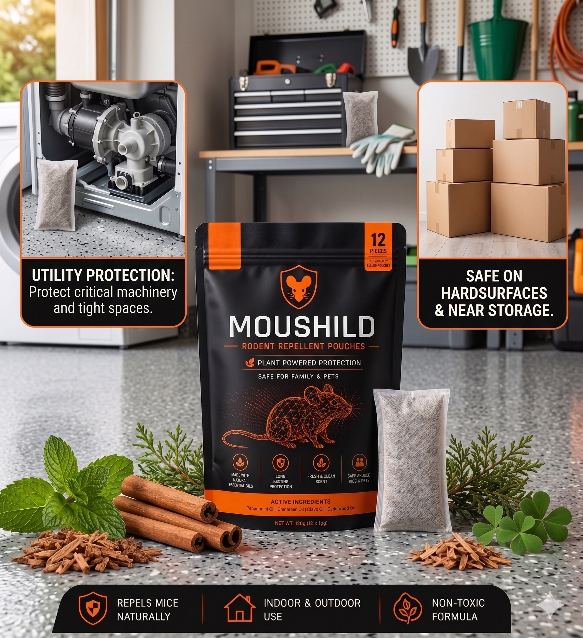 Moushield Natural Mouse & Rodent Repeller Pouch - One Page