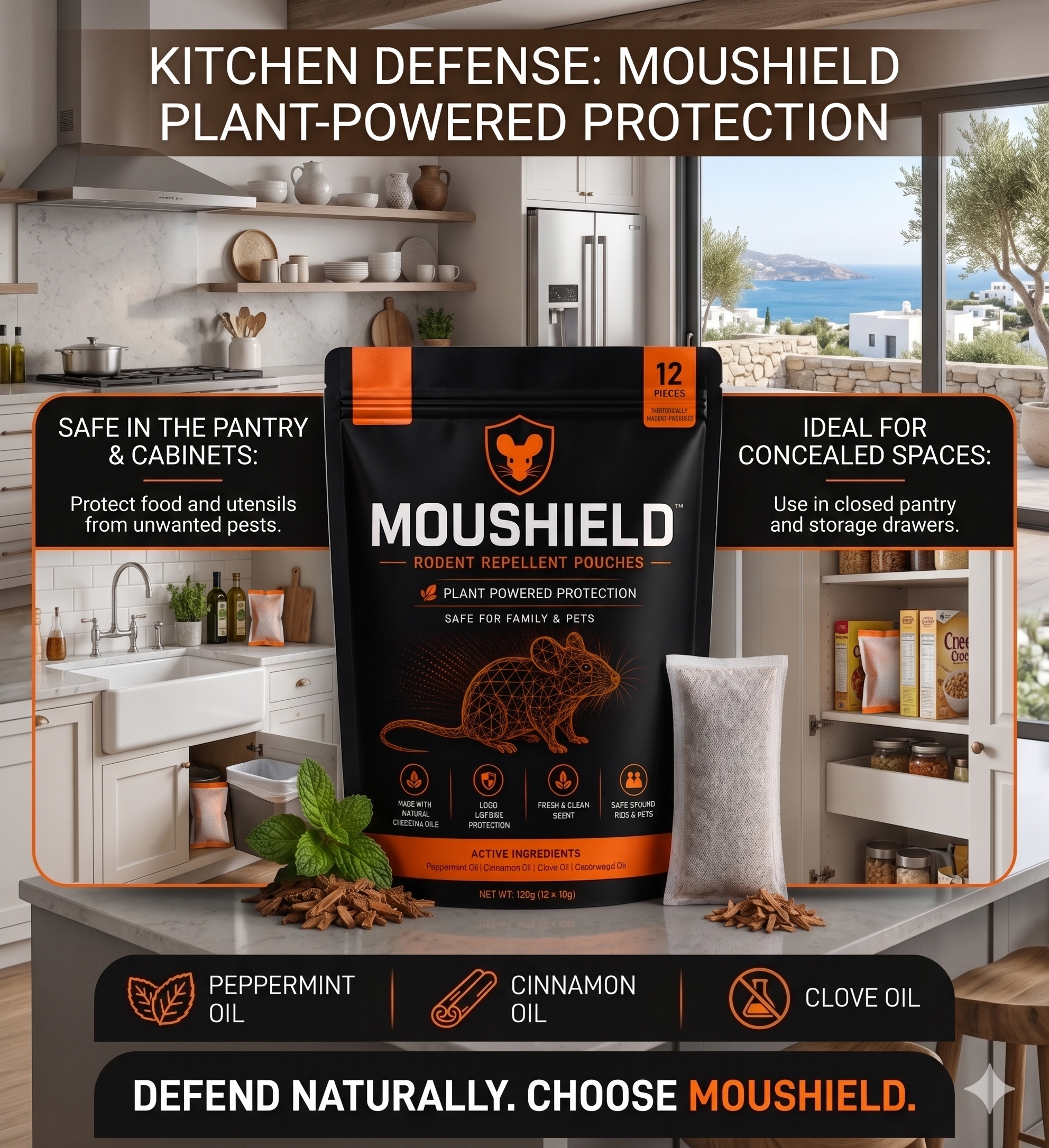 Moushield packaging with kitchen scene and product details.
